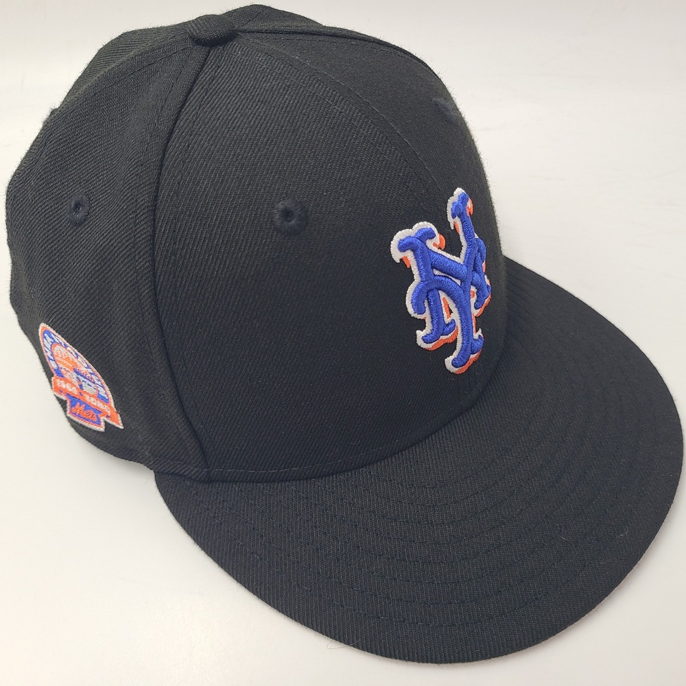 New York Mets Hat Fitted 7 New Era 59Fifty Black Blue Shea Stadium Patch Wool